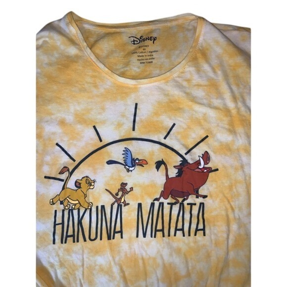 ✨Disney Lion King Hakuna Matata Tie-Front T-Shirt Yellow - Women's 4X‎ - Picture 2 of 3